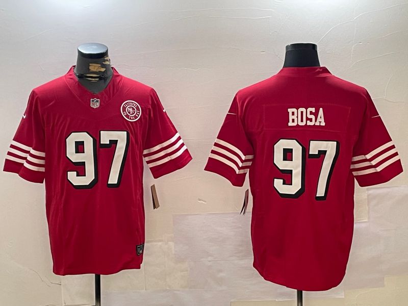 Men San Francisco 49ers #97 Bosa Red three generations 2024 Nike Limited NFL Jersey style 8->->